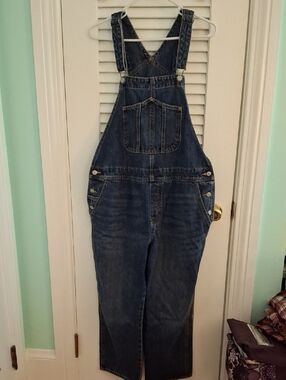 Old Navy Blue Denim Overalls with Contrast Stitching